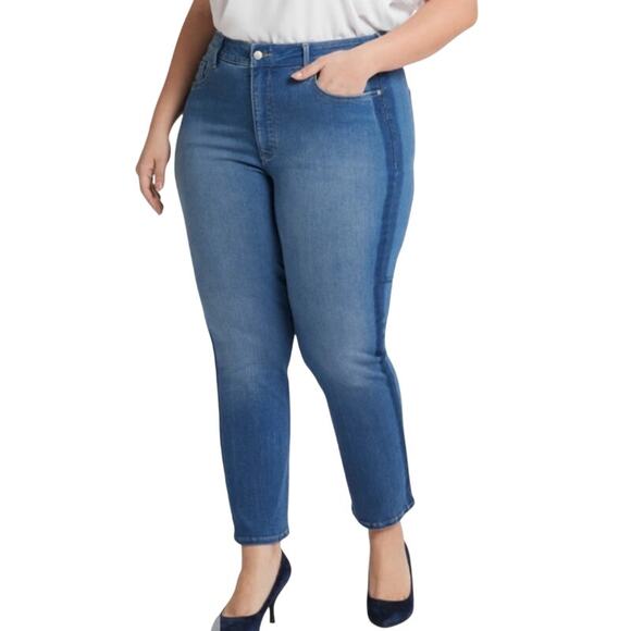 NYDJ Jeans Marilyn Straight ankle denim blue plus size 28W NEW - Picture 1 of 10